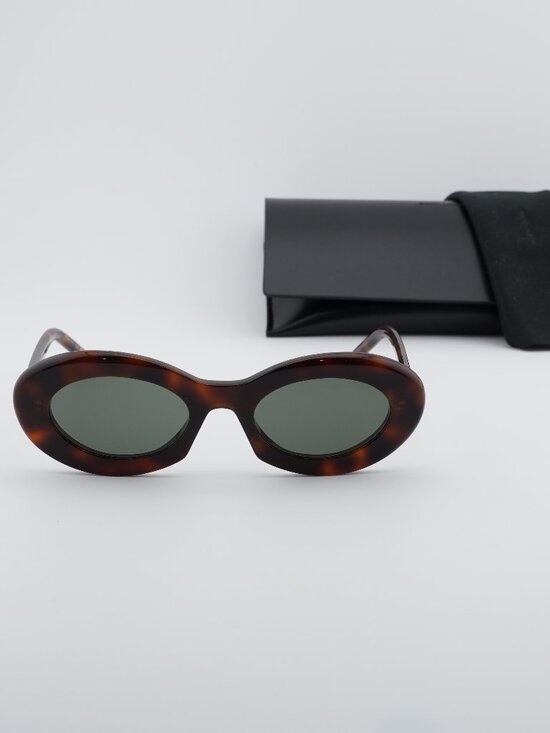 Saint Laurent SL 594 009 Oval Sunglasses - Havana / Grey main image 5